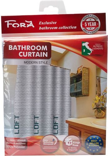 Шторка для ванной Fora кирпич LOFT 180x180 см, вид