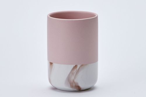 Стакан настольный розовый керамика TRENDY, вид