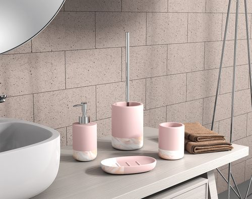 Стакан для зубных щеток настольный розовый керамика TRENDY, фотография
