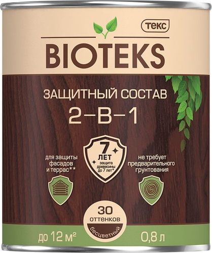 Защитный состав 2-в-1 BIOTEKS бесцветный 0,8 л, крупный план