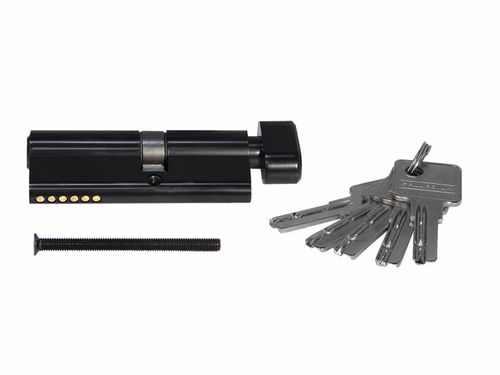 Цилиндровый механизм PALLADIUM zn 80 (30+10+40) c bk black черный с вертушкой, изображение