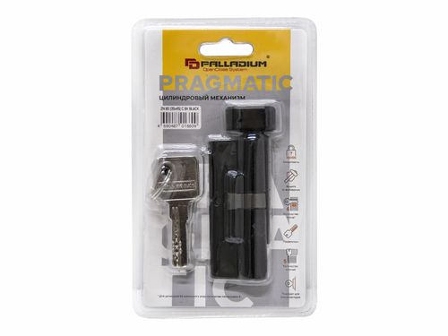 Цилиндровый механизм PALLADIUM zn 80 (30+10+40) c bk black черный с вертушкой, детальное фото