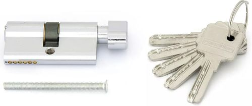 Цилиндр Palladium 60 C BK CP (30х30) мм ключ-вертушка хром, фото