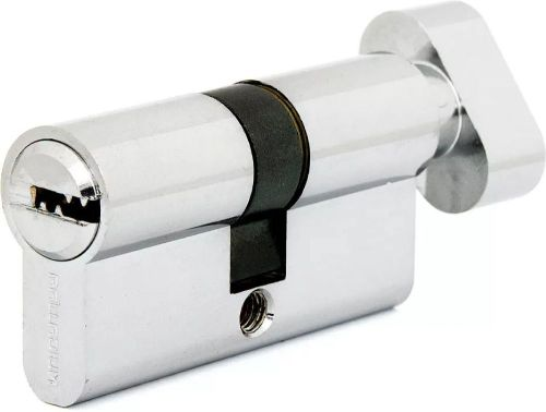 Цилиндр Palladium 60 C BK CP (30х30) мм ключ-вертушка хром, крупный план