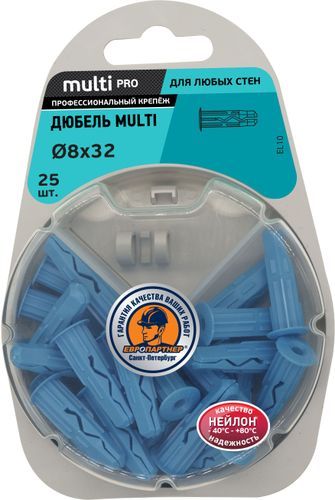 Дюбель универсальный ЕВРОПАРТНЕР MULTI Plug 8х32 25 шт, фотография
