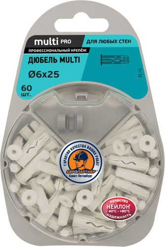 Дюбель универсальный ЕВРОПАРТНЕР MULTI Plug 6х25 60 шт, детальное фото