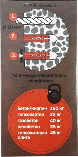 Дюбель универсальный ЕВРОПАРТНЕР MULTI Plug 10x40 мм нейлон 25 шт, фотография