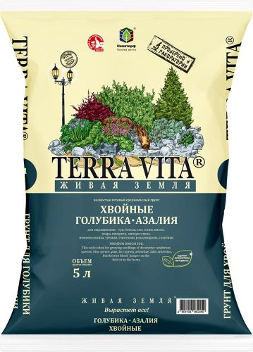 Грунт торфяной Живая Земля Хвойные-Голубика-Рододендрон 5 л, крупный план