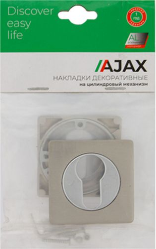 Накладка под цилиндр AJAX ET JK SN/CP-3 матовый никель/хром, крупный план