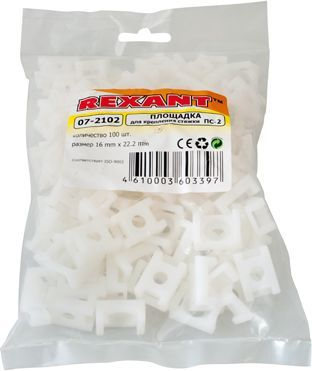 Площадка для крепления стяжки REXANT (ПС-2) 22x16 мм белая, упаковка 100 шт, фотография