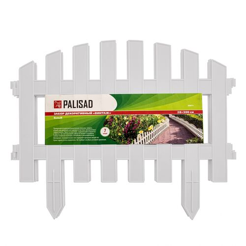 Забор декоративный "Винтаж", 28х300 см, белый, Россия// Palisad, картинка
