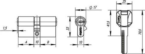 Цилиндровый механизм PUNTO (Z400/80) Z4000Key80(35+10+35) CP хром, вид