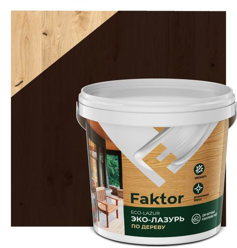 Эко-лазурь FAKTOR для древесины палисандр, ведро 0,9 кг, изображение