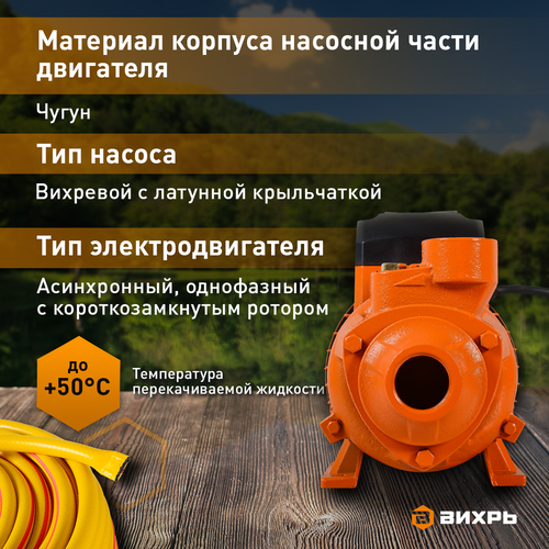 Насос поверхностный ВИХРЬ 650Вт, ПН-650, крупный план