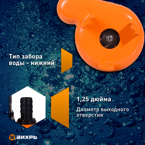 Насос фекальный ВИХРЬ 250Вт, ФН-250, крупный план