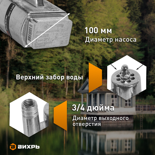 Насос вибрационный ВИХРЬ 280Вт, ВН-15В, крупный план