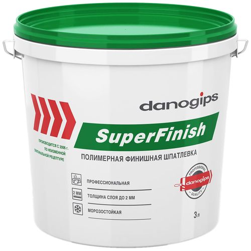 Шпаклевка финишная полимерная DANOGIPS SuperFinish белая 5 кг, фотография