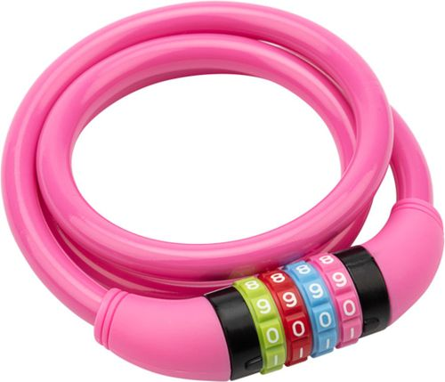 Тросовый кодовый замок 4 сезона взломостойкий для велосипедов и колясок 100 см розовый, картинка