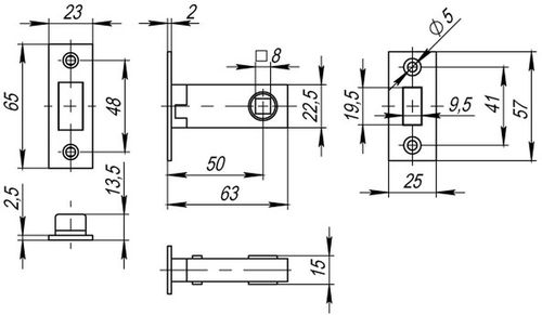 Защелка врезная FUARO MAGNET M12-50-25 SN мат. никель, крупный план