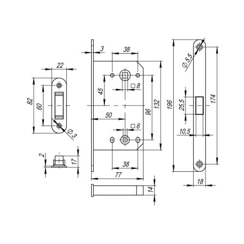 Защелка врезная FUARO Magnm96wc-50 (m96wc-50) ssc сатинированный хром, фото