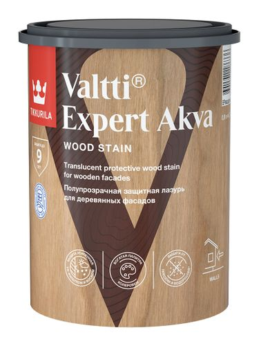 Лазурь антисептическая Tikkurila/Tikkivala Valtti Expert Akva Палисандр 0,9 л полуматовая, детальное фото