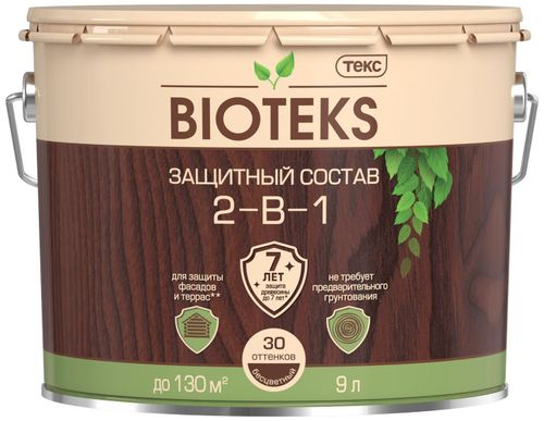 Защитный состав лессирующий BIOTEKS Текс Палисандр 9 л, картинка