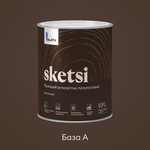 Кроющий антисептик полуматовый TALATU SKETSI БАЗА A 0,9 л, изображение