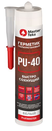 MasterTeks PM герметик полиуретановый быстросохнущий PU-40 280 мл белый, фото