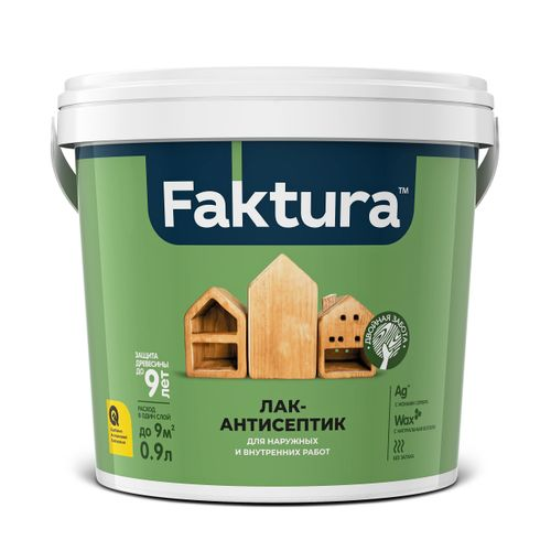 Лак-антисептик FAKTURA палисандр, ведро 0,9 л, крупный план