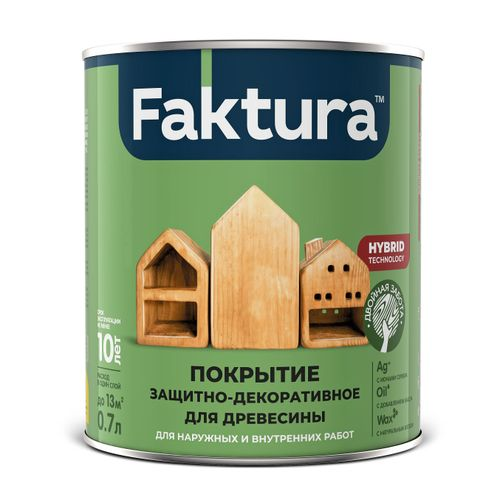 Покрытие FAKTURA защитно-декоративное для древесины бесцветное, банка 0,7 л, изображение