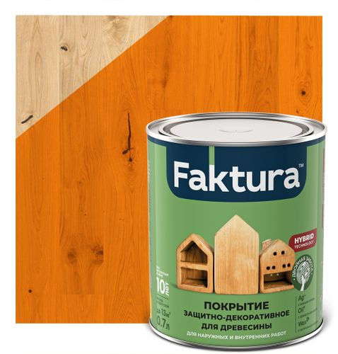 Покрытие FAKTURA защитно-декоративное для древесины орегон, банка 0,7 л, фото