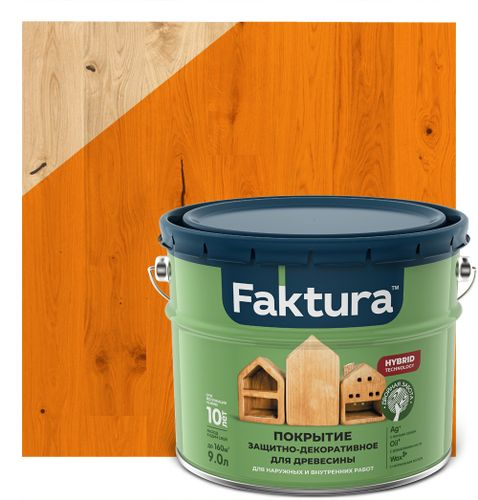 Покрытие FAKTURA защитно-декоративное для древесины орегон, ведро 9 л, крупный план
