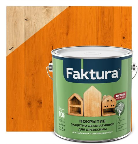 Покрытие FAKTURA защитно-декоративное для древесины орегон, ведро 2,5 л, детальное фото