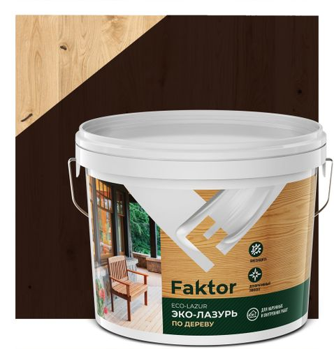 Эко-лазурь FAKTOR для древесины палисандр, ведро 9 кг, изображение