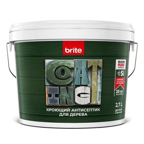 Антисептик BRITE FLEXX для дерева кроющий база С, ведро 2,7 л, детальное фото