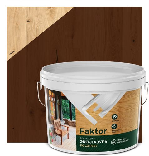 Эко-лазурь FAKTOR для древесины махагон, ведро 2,7 кг, изображение
