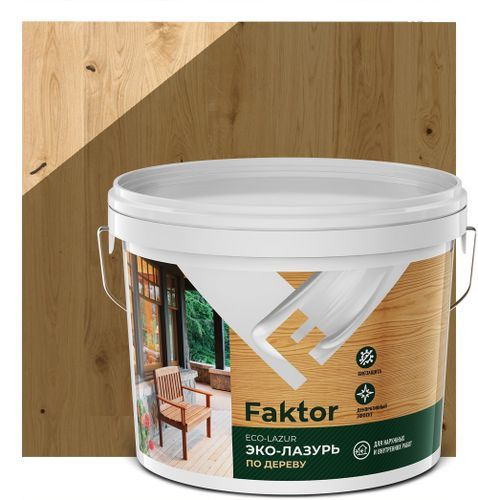 Эко-лазурь FAKTOR для древесины дуб, ведро 9 кг, изображение