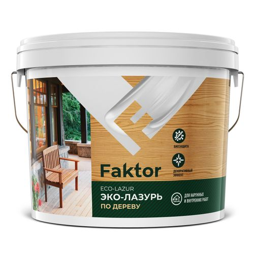 Эко-лазурь FAKTOR для древесины дуб, ведро 9 кг, фото