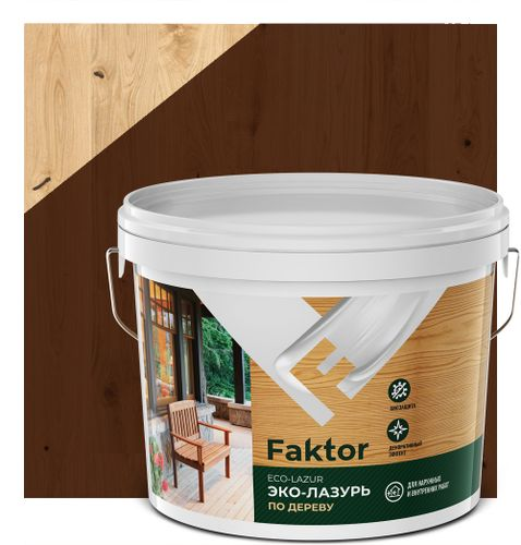 Эко-лазурь FAKTOR для древесины махагон, ведро 9 кг, фото