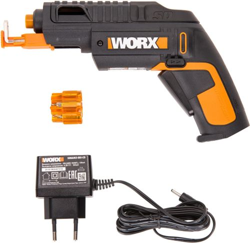 Аккумуляторная отвертка Worx WX255 SD Slide Driver 4 В набор бит 6 шт, крупный план