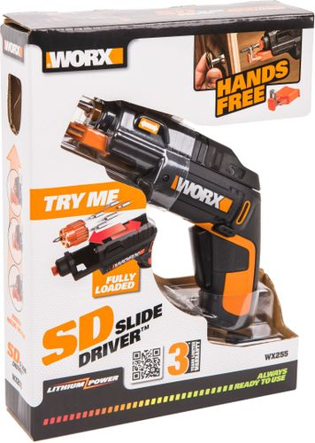 Аккумуляторная отвертка Worx WX255 SD Slide Driver 4 В набор бит 6 шт, крупный план