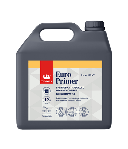 Грунт Tikkurila/Tikkivala Euro Primer концентрат 3л, детальное фото
