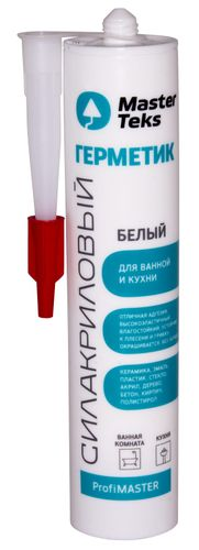 MasterTeks PM герметик силакриловый для ванной и кухни 290 мл белый, изображение
