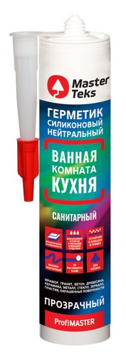 MasterTeks PM герметик силиконовый нейтральный ванная кухня 280 мл прозрачный, фото