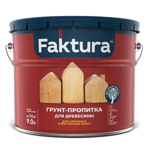 Грунт-пропитка FAKTURA для древесины,ведро 9 л, крупный план