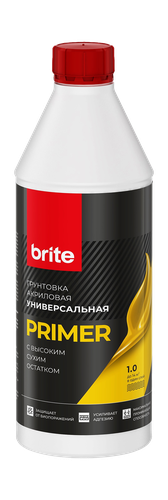 Грунтовка BRITE универсальная с высоким сухим остатком,бутылка 1 л, детальное фото