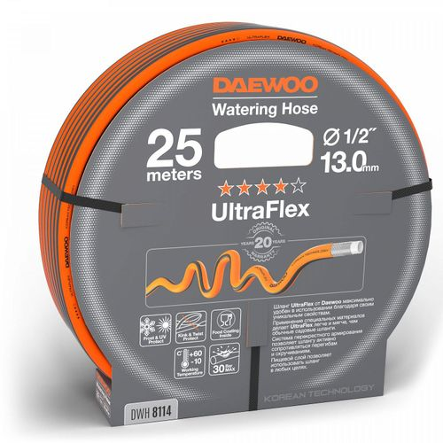 Шланг садовый DAEWOO Ultraflex 1/2" 25м, изображение