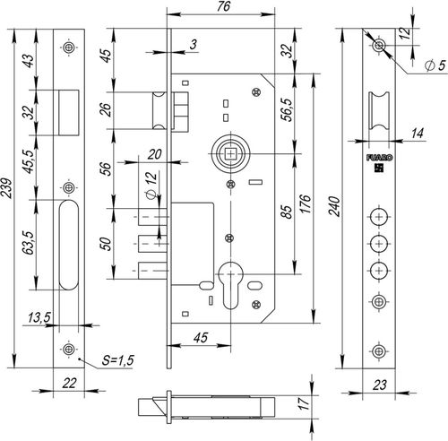 Цилиндровый замок FUARO 900 3MR/CP хром, картинка