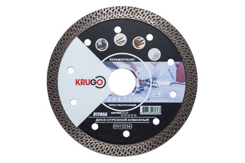 Алмазный диск KRUGO 125 x 1.4 x 22.23 x 10 мм супертонкий турбоTF твердая керамика, вид