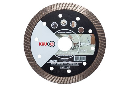Алмазный диск KRUGO 125 x 1.4 x 22.23 x 10 мм супертонкий турбо мрамор/керамика, вид